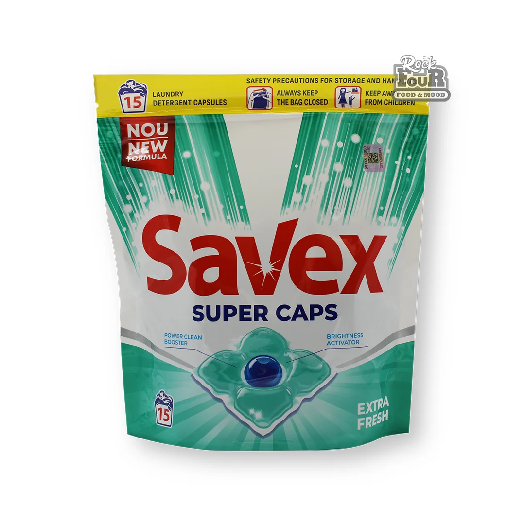 Լվացքի պարկուճներ «Savex Super Caps Extra Fresh» 15հատ 285գ